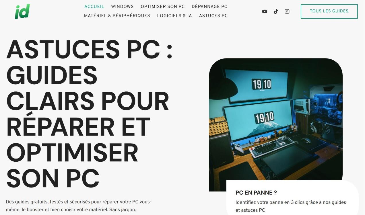 La page d'accueil d'infodigitae.fr - des guides PC clairs, gratuits et testés