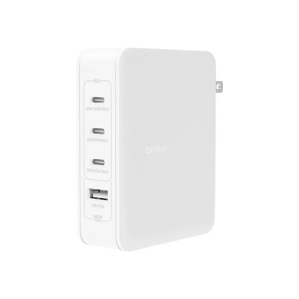 Belkin Belkin Chargeur Secteur 140W avec 4 sorties (3 x USB-C et 1 USB-A) (Blanc)