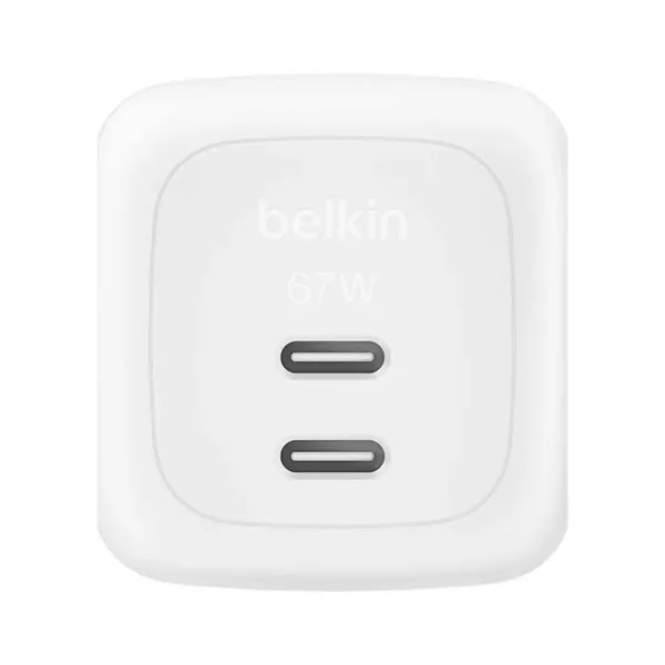 Belkin Chargeur USB-C 65W double USB-C pour ordinateur, Téléphone et Tablette (Blanc)