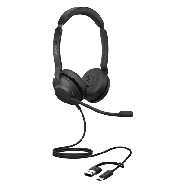 Jabra Evolve2 30 SE USB-A MS Stéréo avec adaptateur USB-C/A Noir