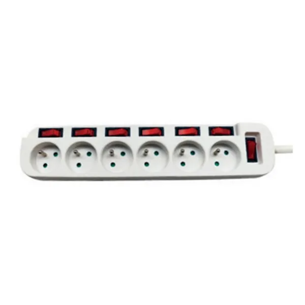 Dexlan Multiprise 6 prises avec interrupteurs (Blanc)