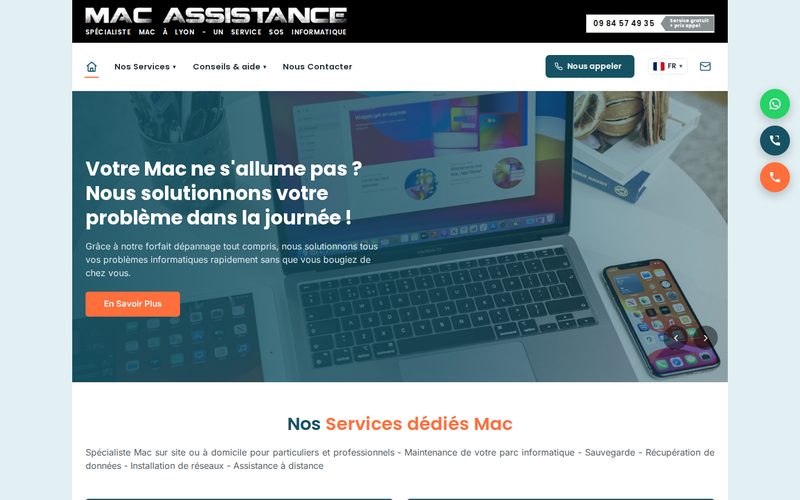 Page d'accueil d'Apple Lyon, site de reparation de Mac a Lyon