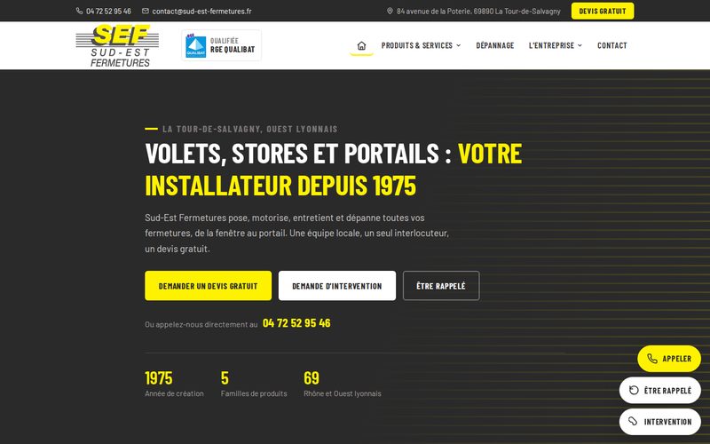 Site de Sud-Est Fermetures, menuiseries et fermetures a La Tour-de-Salvagny